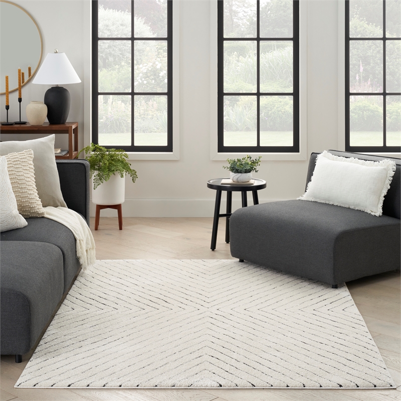 Nourison Home Cozy Modern 7' x 9' Ivory Black   Area Rug