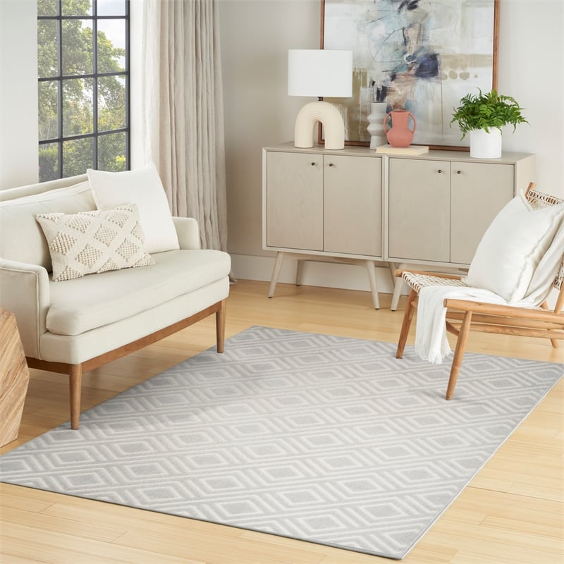 Nourison Home Casual 7' x 9' Fabric Light Gray  Area Rug