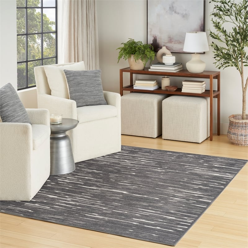 nourison home casual 7' x 9' grey   area rug