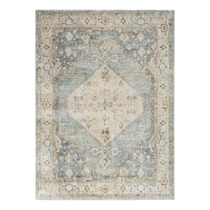 Nourison Astra Machine Washable 10' x 14' Silver Blue Fabric Area Rug