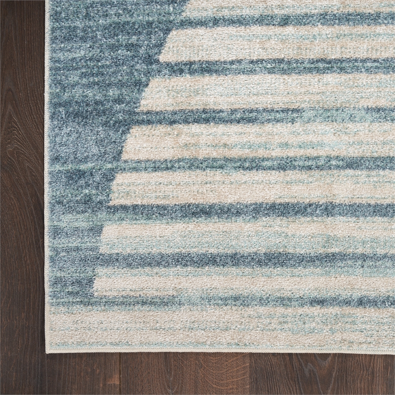Nourison Astra Machine Washable 9' x 12' Blue Fabric Area Rug