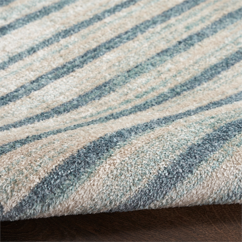 Nourison Astra Machine Washable 9' x 12' Blue Fabric Area Rug