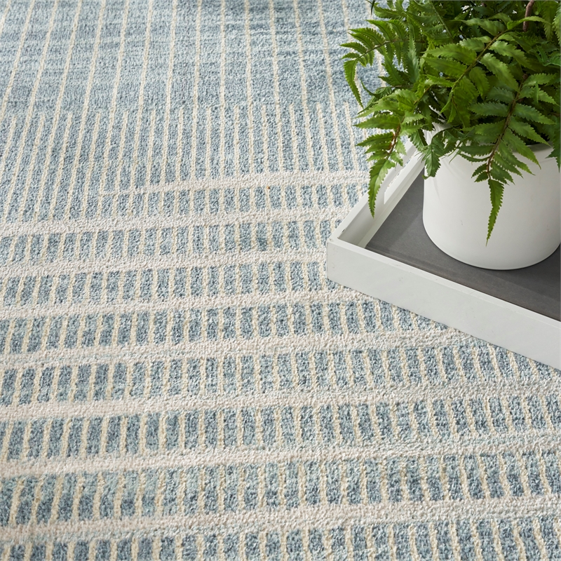 Nourison Astra Machine Washable 9' x 12' Blue Fabric Area Rug