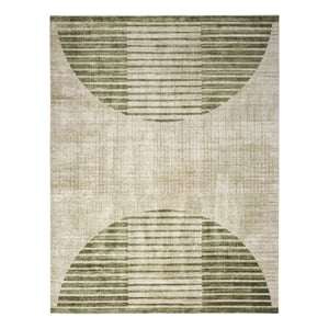Nourison Astra Machine Washable 9' x 12' Ivory Olive Fabric Area Rug