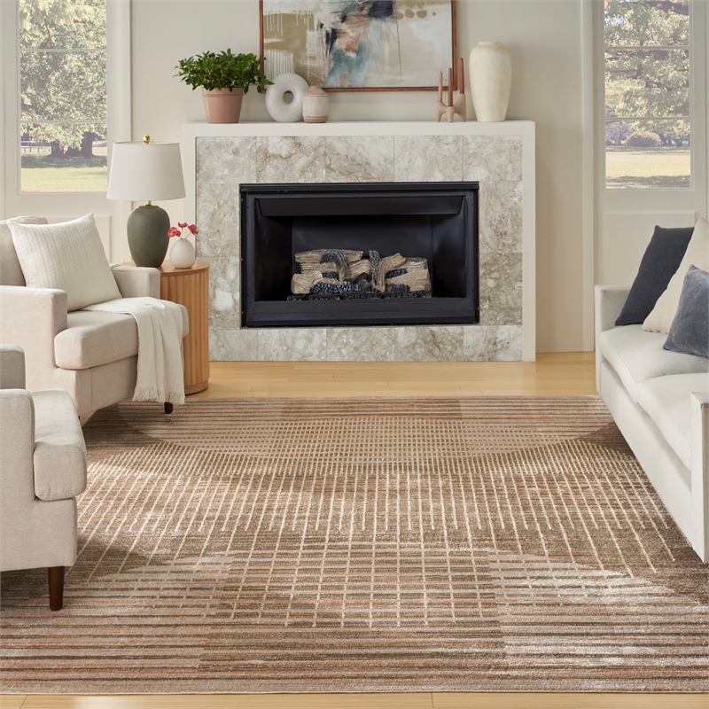 Nourison Astra Machine Washable 9' x 12' Latte Fabric Area Rug