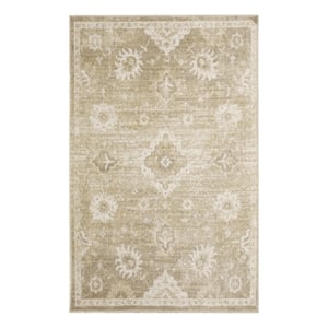 Nourison Astra Machine Washable 3' x 5' Ivory Gold Fabric Area Rug