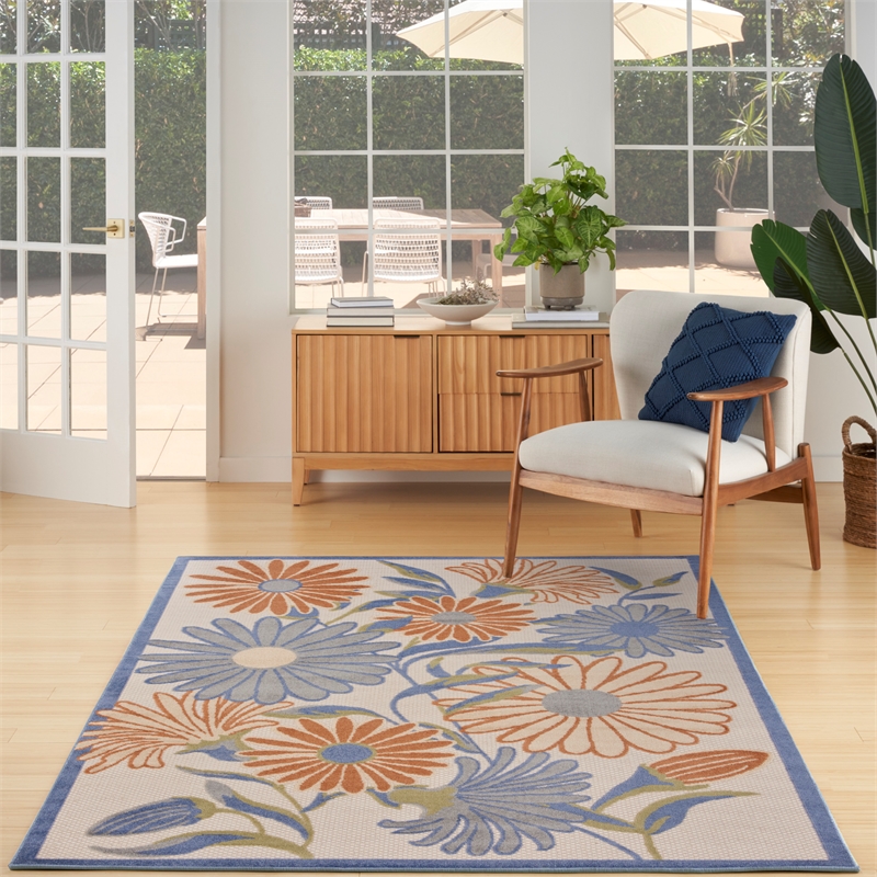 Nourison Aloha 4' x 6' Beige Multi-Color Fabric Area Rug