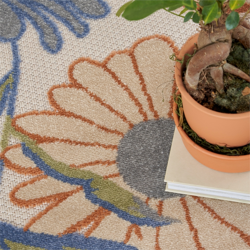 Nourison Aloha 4' x 6' Beige Multi-Color Fabric Area Rug