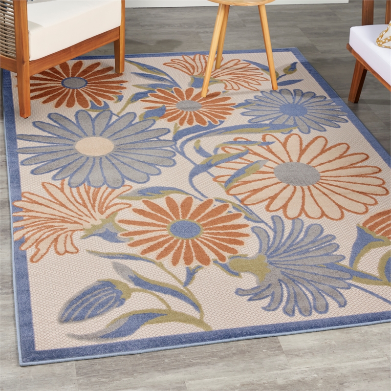 Nourison Aloha 4' x 6' Beige Multi-Color Fabric Area Rug