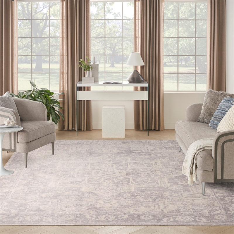 Nourison Astra Machine Washable 9' x 12' Gray Fabric Area Rug