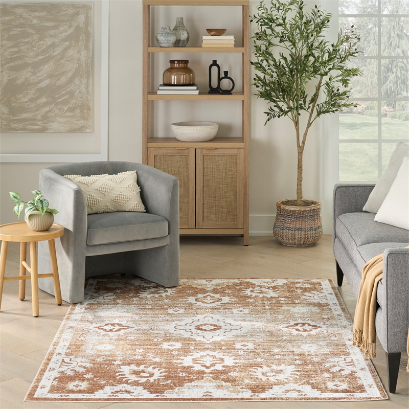 Nourison Astra Machine Washable 4' x 6' Copper Fabric Area Rug