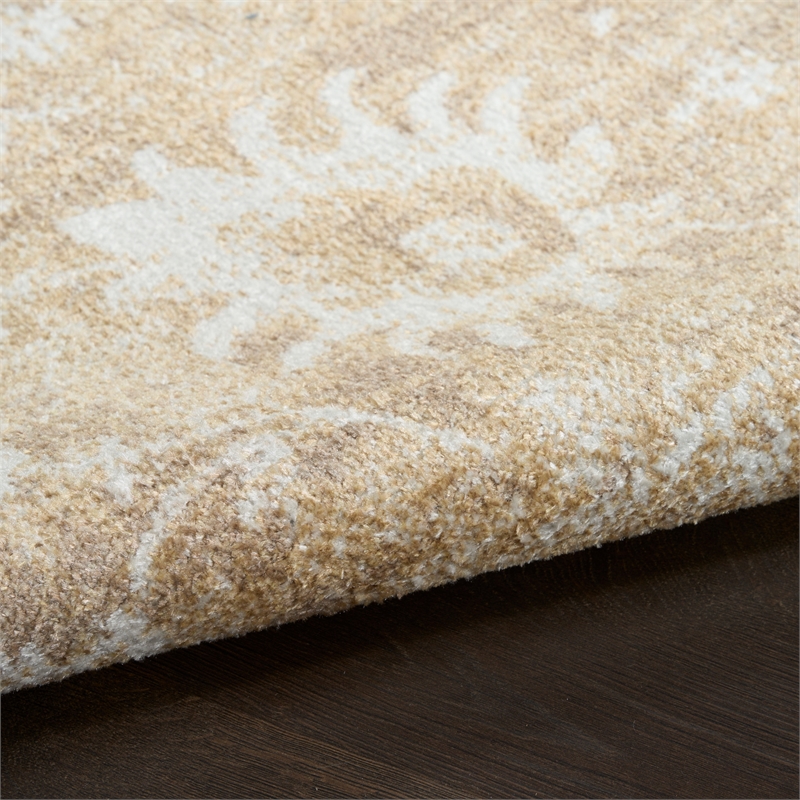 Nourison Astra Machine Washable 4' x 6' Ivory Gold Fabric Area Rug