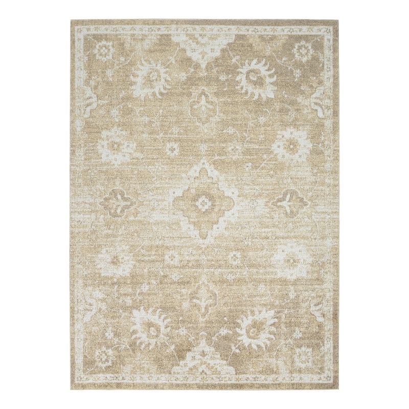 Nourison Astra Machine Washable 5' x 7' Ivory Gold Fabric Area Rug