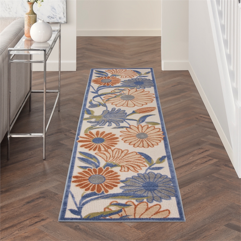 Nourison Aloha 8' Runner Beige Multi-Color Fabric Area Rug
