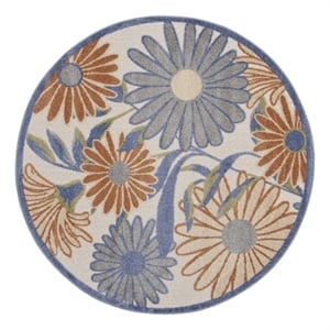 Nourison Aloha 8' x Round Beige Multi-Color Fabric Area Rug