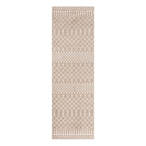 Nourison Astra Machine Washable 6' Runner Taupe Fabric Area Rug