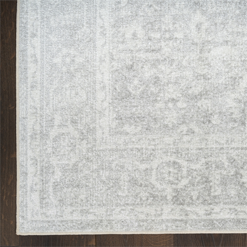 Nourison Astra Machine Washable 9' x 12' Light Gray Fabric Area Rug