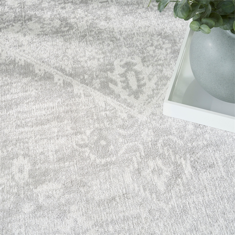 Nourison Astra Machine Washable 9' x 12' Light Gray Fabric Area Rug