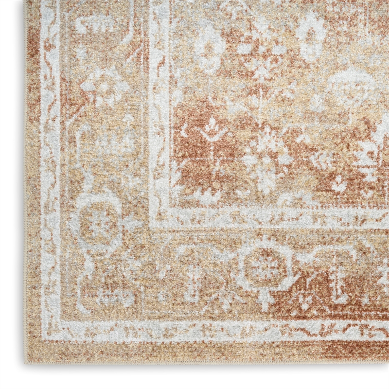 Nourison Astra Machine Washable 9' x 12' Rust Multi-Color Fabric Area Rug