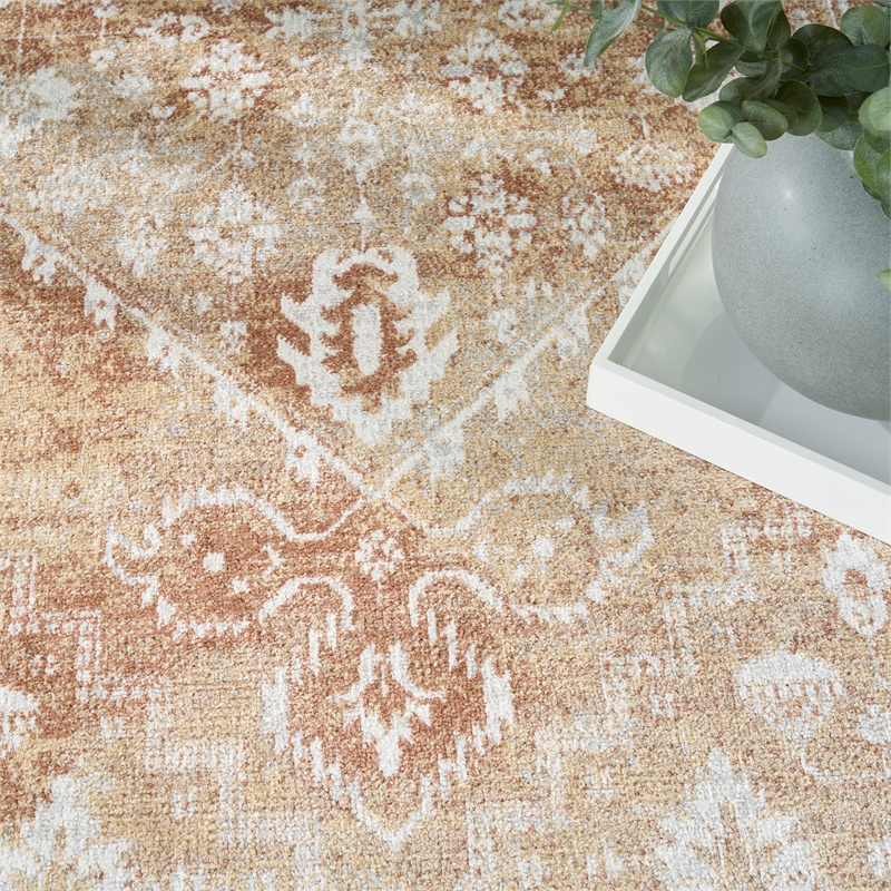 Nourison Astra Machine Washable 9' x 12' Rust Multi-Color Fabric Area Rug