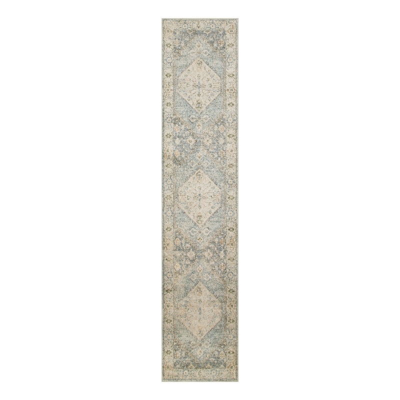 Nourison Astra Machine Washable 6' Runner Silver Blue Fabric Area Rug
