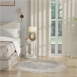 Nourison Astra Machine Washable 4' x Round Silver Blue Fabric Area Rug