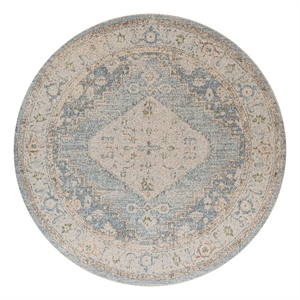 Nourison Astra Machine Washable 5' x Round Silver Blue Fabric Area Rug