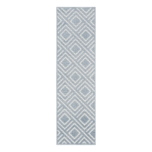 Nourison Casual 6' Runner Blue Fabric Area Rug