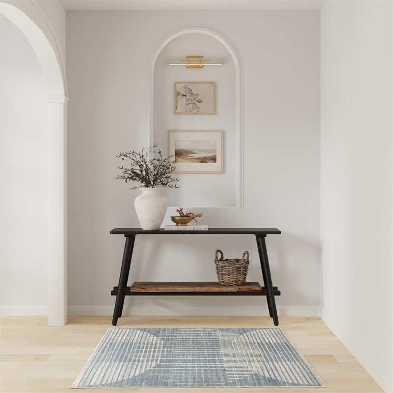 Nourison Astra Machine Washable 3' x 5' Blue Fabric Area Rug