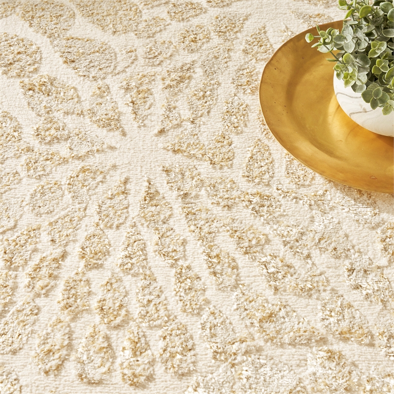 Nourison Ambiance 4' x 6' Ivory Gold Fabric Area Rug