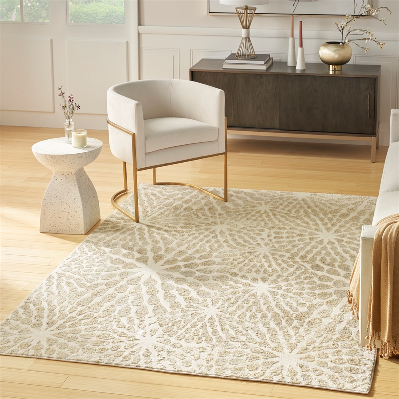 Nourison Ambiance 5' x 7' Ivory Gold Fabric Area Rug