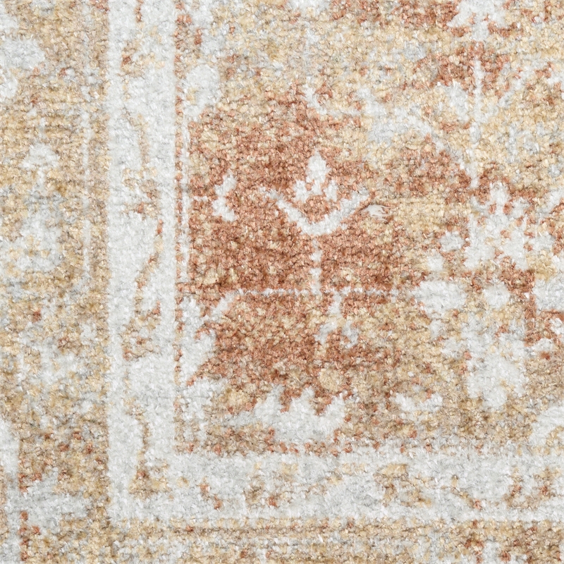 Nourison Astra Machine Washable 8' Runner Rust Multi-Color Fabric Area Rug