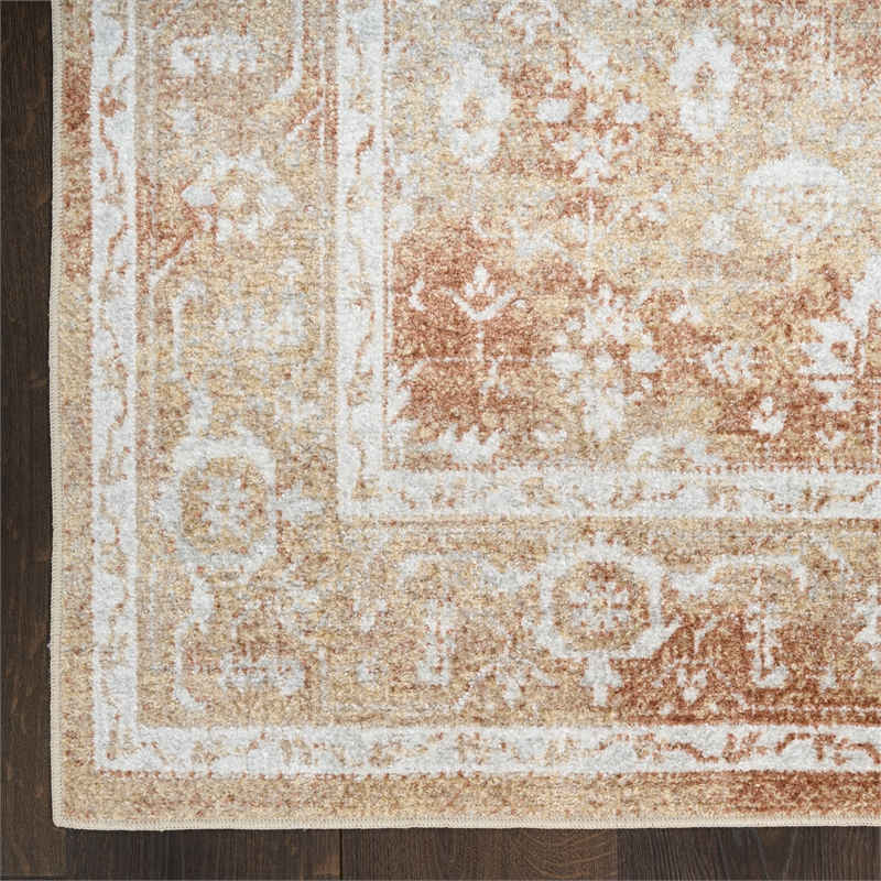 Nourison Astra Machine Washable 3' x 5' Rust Multi-Color Fabric Area Rug