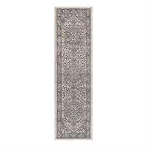 Nourison Concerto 6' Runner Ivory Blue  Fabric Area Rug