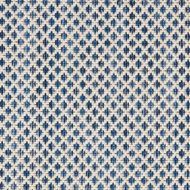 Nourison Courtyard 6' Runner Ivory Blue Fabric Area Rug
