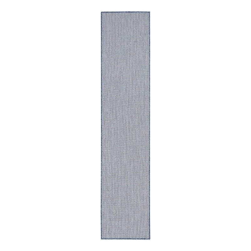 Nourison Courtyard 6' Runner Ivory Blue Fabric Area Rug