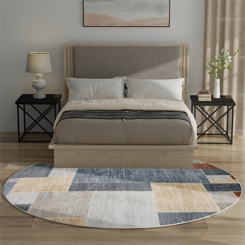 Nourison Astra Machine Washable 8' x Round Multi-Color Fabric Area Rug
