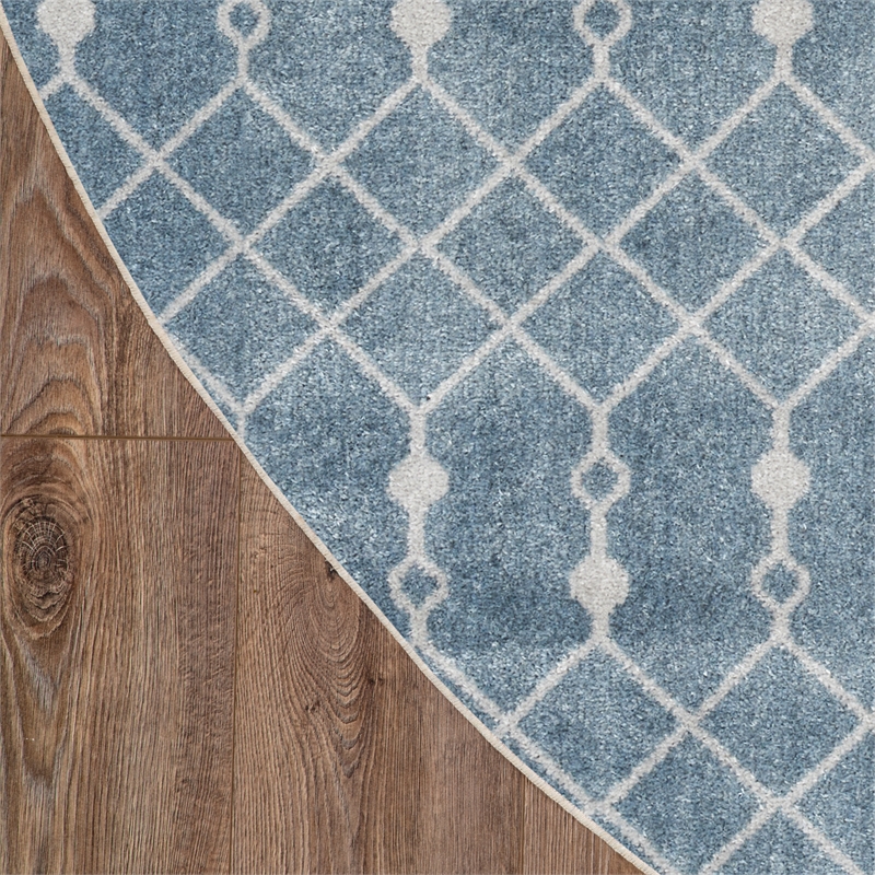 Nourison Astra Machine Washable 4' x Round Blue  Fabric Area Rug