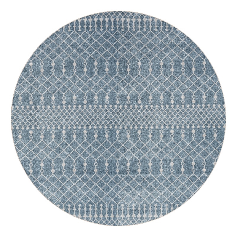 Nourison Astra Machine Washable 4' x Round Blue  Fabric Area Rug