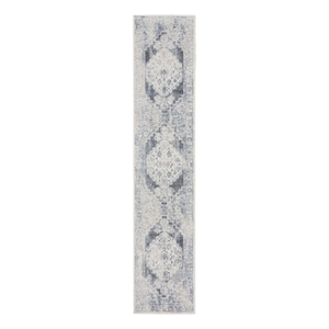 Nourison Astra Machine Washable 6' Runner Blue Ivory Fabric Area Rug