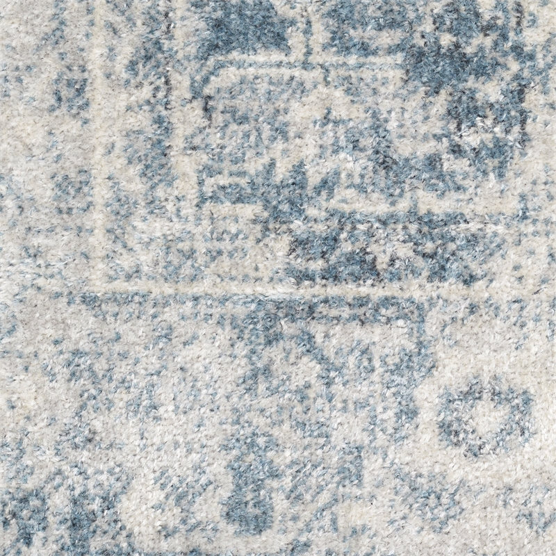 Nourison Astra Machine Washable 4' x Round Blue Ivory Fabric Area Rug