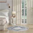 Nourison Astra Machine Washable 4' x Round Blue Ivory Fabric Area Rug
