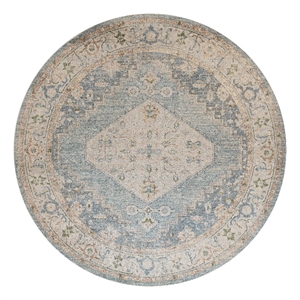 Nourison Astra Machine Washable 8' x Round Silver Blue Fabric Area Rug