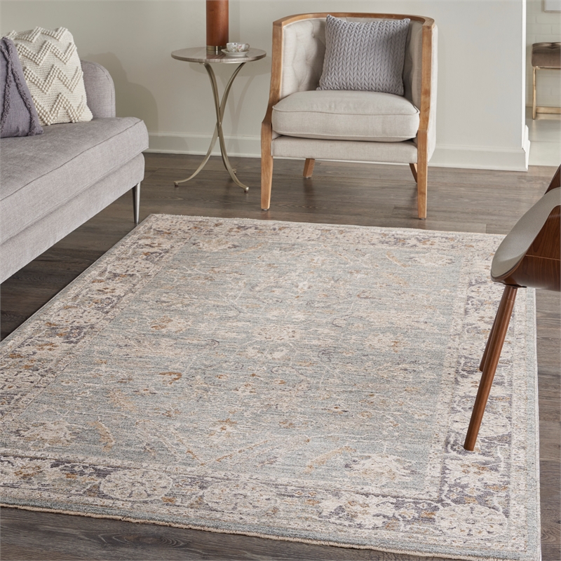 nourison asher 5' x 8' blue ivory fabric area rug