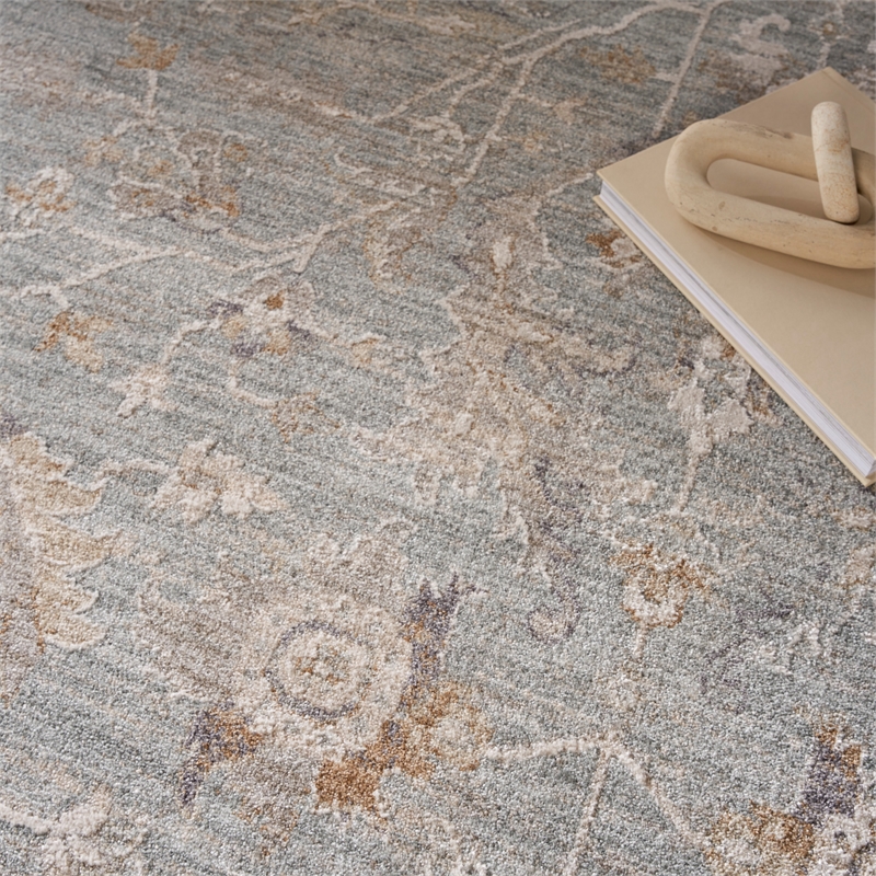 nourison asher 5' x 8' blue ivory fabric area rug