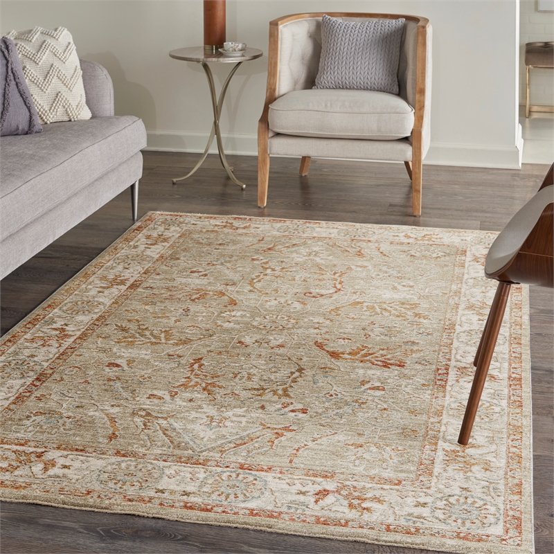 Nourison Asher 4' x 6' Sage Ivory Fabric Area Rug