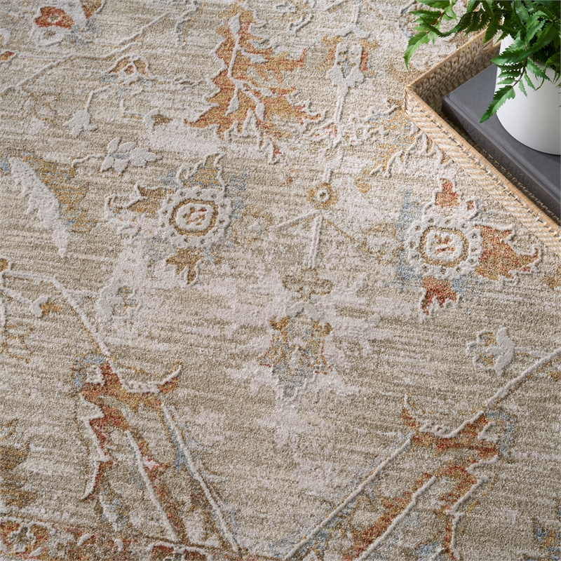 Nourison Asher 4' x 6' Sage Ivory Fabric Area Rug