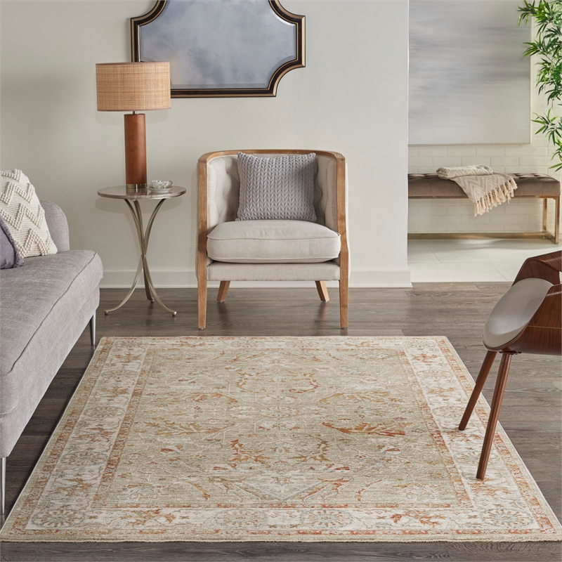 Nourison Asher 4' x 6' Sage Ivory Fabric Area Rug