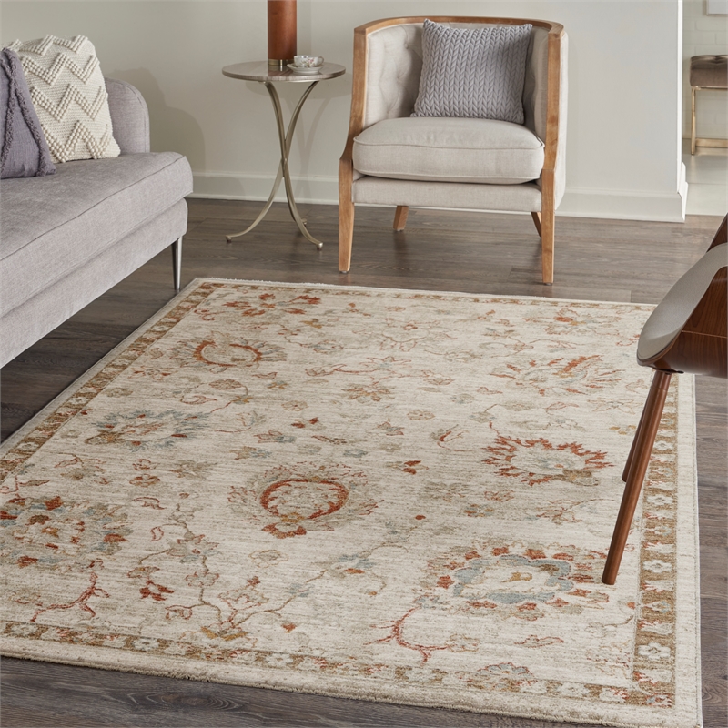 nourison asher 4' x 6' ivory fabric area rug