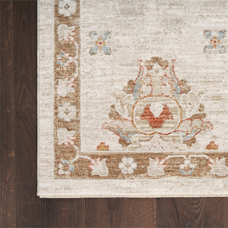 nourison asher 5' x 8' ivory fabric area rug